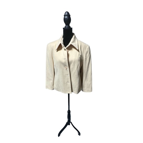 Louben Pale‎ Yellow Wool Blazer size 14 Petite - Picture 1 of 3